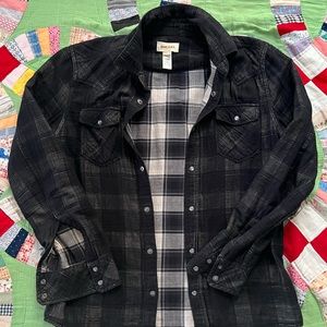 Diesel Men’s Shirt Checked Flannel Shirt Gradient Black Gray White